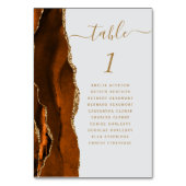 Rust Gold Agate Pale Gray Wedding Tischnummer (Rückseite)