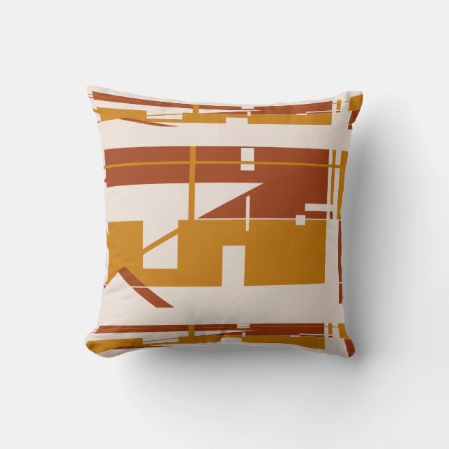 Rust Gold auf Beige Horizontal Südwest Art Look Kissen (Vorderseite)