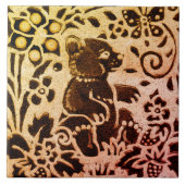 Rust Gold Brown Bär Bläschen Herbst Blätter Batik Fliese (Vorderseite)