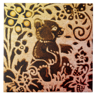 Rust Gold Brown Bär Bläschen Herbst Blätter Batik Fliese