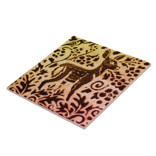 Rust Gold Brown Deer Faoral Bläserner Herbstleaf B Fliese (Seite)