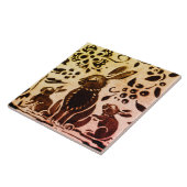 Rust Gold Brown Rabbit Floral Herbst Blätter Batik Fliese (Seite)