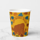 Rust & Gold Cartoon Wooly Mammoth Personalisiert Pappbecher (Vorderseite)