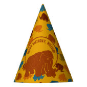 Rust & Gold Cartoon Wooly Mammoth Personalisiert Partyhütchen (Vorderseite)