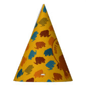 Rust & Gold Cartoon Wooly Mammoth Personalisiert Partyhütchen (Links)