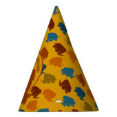 Rust & Gold Cartoon Wooly Mammoth Personalisiert Partyhütchen (Rechts)