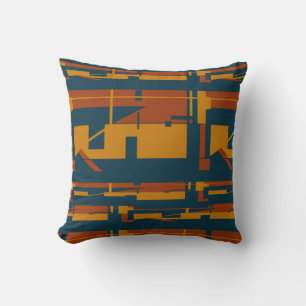 Rust Gold Dark Blue Südwest Look Abstrakt Design Kissen
