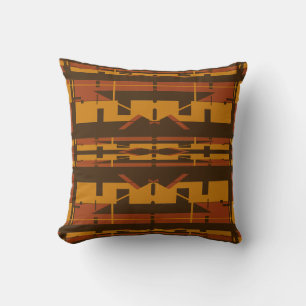 Rust Gold Dark Brown Südwest Art Look Mosaik Kissen