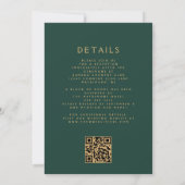Rust Gold Floral Emerald Green QR Code Hochzeit Einladung (Rückseite)