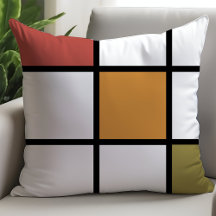 Rust Gold Green Mondrian Style