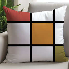 Rust Gold Green Mondrian Style Kissen