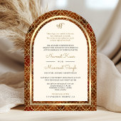 Rust Gold marokkanischen QR Code Sikh Arch Wedding Einladung