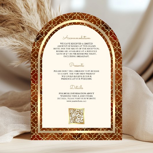 Rust Gold marokkanischen QR Code Sikh Arch Wedding Einladung