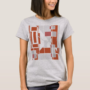 Rust Gray Dusty Rose MCM Look Geometrie Abstrakt T-Shirt