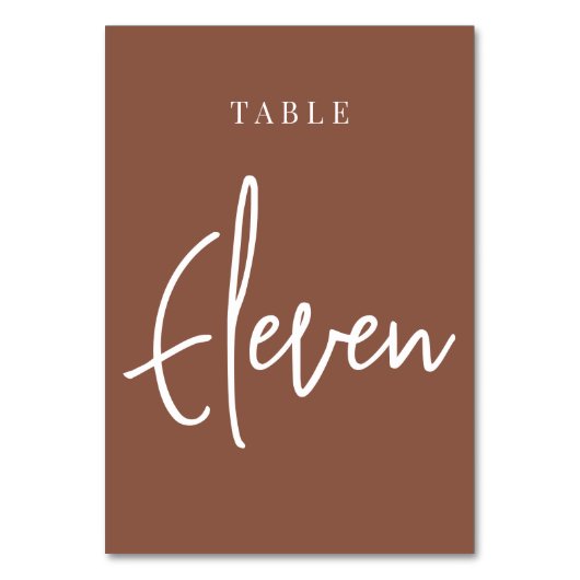 Rust Hand Scripted Table ELEVEN Tischnummer (Rückseite)