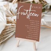 Rust Hand Scripted Table FOURTEEN + Guest Names Tischnummer