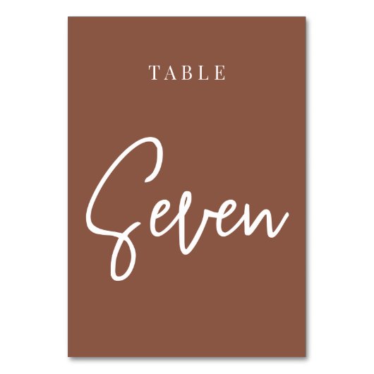Rust Hand Scripted Table SIVEN Tischnummer (Vorderseite)