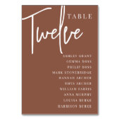 Rust Hand Scripted Table TWELVE + Guest Names Tischnummer (Vorderseite)