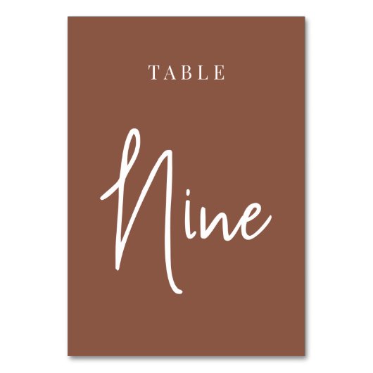 Rust Hand Scripting Table NINE Tischnummer (Vorderseite)