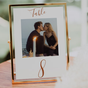 Rust Handwritten Script Wedding Photo  Tischnummer