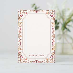 Rust Herbst Vintage Botanische Florale Personalisi Mitteilungskarte