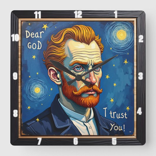 rust in the Celestial Night Art Quadratische Wanduhr (Vorderseite)