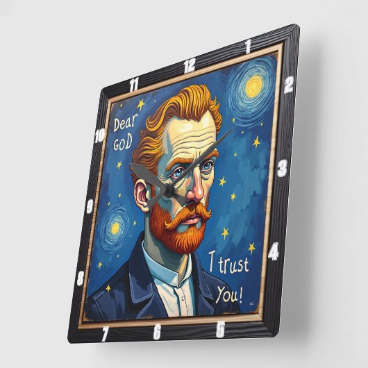 rust in the Celestial Night Art Quadratische Wanduhr (Winkel)