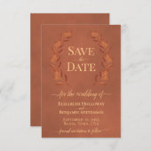 Rust Laurel Verlasse Elegante Terracotta Wedding Save The Date (Vorne/Hinten)