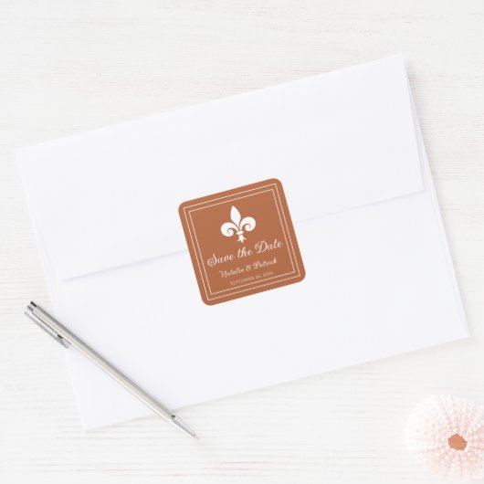 Rust Lilie Save the Date Stickers (Umschlag)