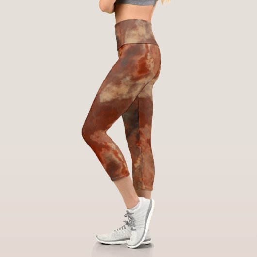 Rust Marble Swirl Abstrakt Capri Leggings (Links)