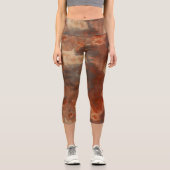 Rust Marble Swirl Abstrakt Capri Leggings (Vorderseite)