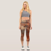 Rust Marble Swirl Abstrakt Capri Leggings (Vorderseite)