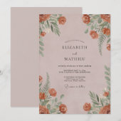 Rust-Mauve-Farn-Hochzeit Einladung (Vorne/Hinten)