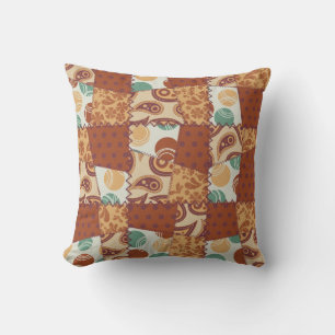 Rust, Melon, Teal Faux Patchwork MOJO Kissen