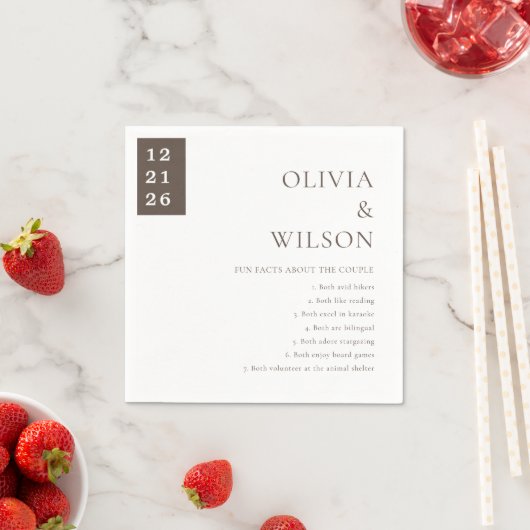 Rust Minimal moderne Hochzeitspass Fakten Papier N Serviette (Beispiel)