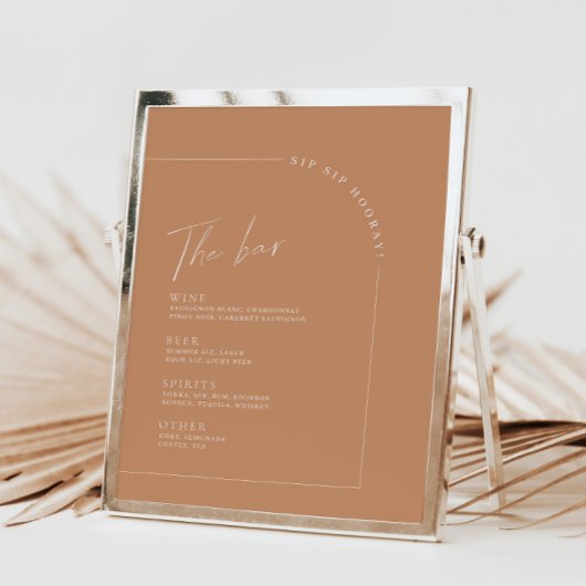Rust Minimalistisch Calligraphy Wedding Bar Menu