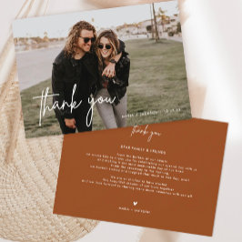 Rust Minimalistisch Wedding Foto Vielen Dank Karte