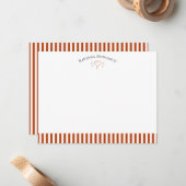 Rust Modern Open Hearts Striped Note Card Mitteilungskarte (Vorderseite/Rückseite Beispiel)