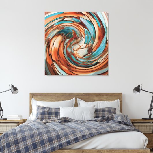 Rust N Aquamarine Abstrakte Dolphin vs Adler Leinw Leinwanddruck (Insitu (Schlafzimmer))