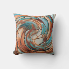 Rust N Blue Abstrakt Art Outdoor Pillow Kissen Für Draußen