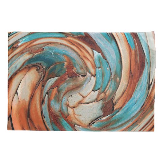 Rust N Blue Abstrakt Art Pillow Case Kissenbezug (Rückseite-Links)