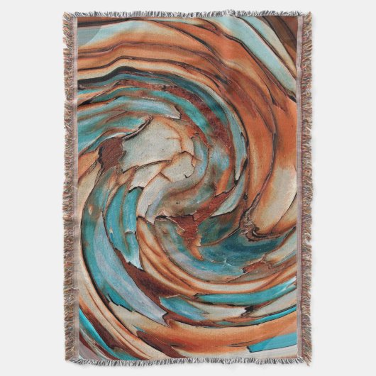 Rust N Blue Abstrakt Art Throw Blanket Decke (Vorderseite Vertikal)