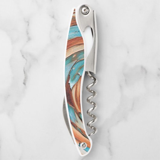 Rust N Blue Abstrakt Texturkunst Kellnermesser (Rückseite)