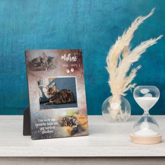 Rust & Navy Paws Favorite Hallo Cat Foto Memorial Fotoplatte (Seite)