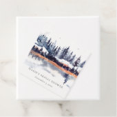 Rust Navy Winter Pine Forest Snow Brautparty Geschenkanhänger (Beispiel)