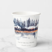 Rust Navy Winter Pine Forest Snow Brautparty Pappbecher (Rückseite)