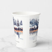 Rust Navy Winter Pine Forest Snow Brautparty Pappbecher (Rechts)