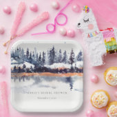 Rust Navy Winter Pine Forest Snow Brautparty Pappteller (Party)