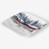 Rust Navy Winter Pine Forest Snow Brautparty Pappteller (Gewinkelt)