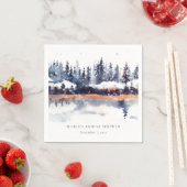 Rust Navy Winter Pine Forest Snow Brautparty Serviette (Beispiel)